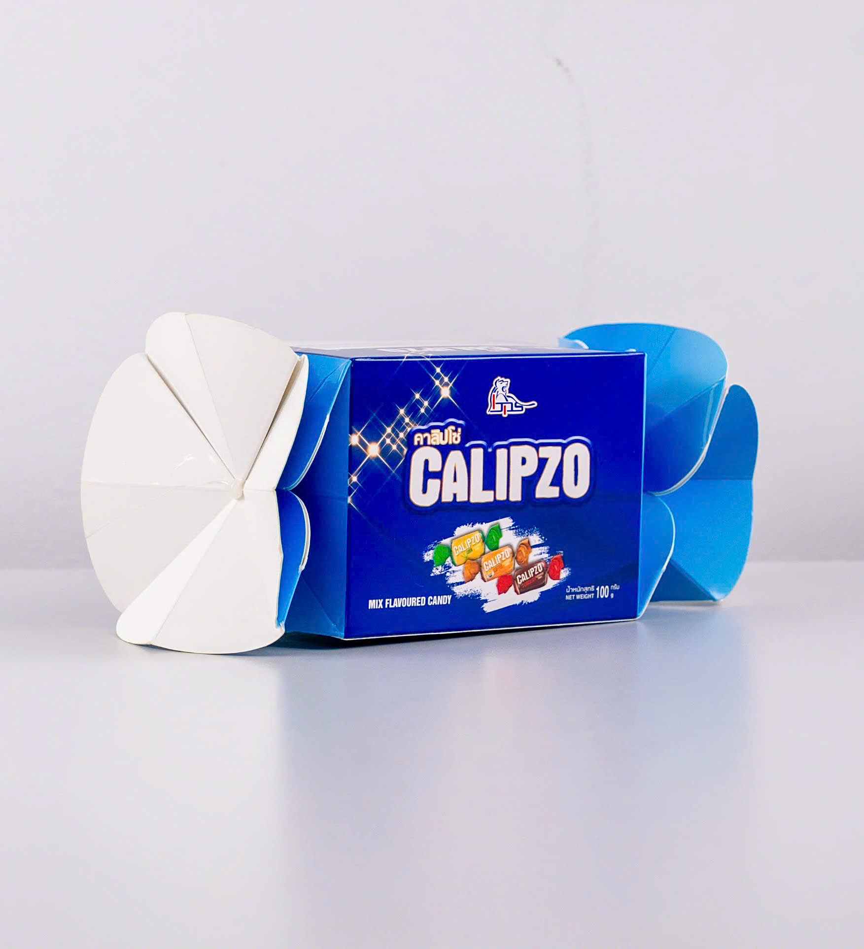 Kẹo hộp giấy Calipzo mix 100g hình xoắn cái kẹo - Màu Xanh